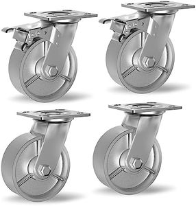 150mm Metal Castor Wheels, 6 Inch Steel Castors Set of 4 Heavy Duty - Swivel Casters with Brake, Locking Industrial Casters, Castor Wheels for Cart Toolbox Workbench Furniture, Total Capacity 2268kg