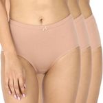 NYKD Cotton Anti-Microbial Panties for Women, Seamless, High Rise, Full Brief, Stretch Full Rear Coverage with Inner Elastic Panty (Combo Pack of 3) Full Brief, NYP104, All Nude, L, 3N