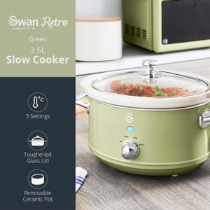 Swan Retro 3.5L Slow Cooker – Green