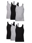 Hanes Men's Pack, Moisture-Wicking Ribbed, Lightweight Cotton Tank Undershirts, 6-Pack, Black/Grey Assorted 6-Pack, Large