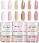 Modelones Acrylic Powder, 6 Colors Transparent Jelly Nude Nail Acrylic Powder Milky White Pink Nude Nail Acrylic Powder for Acrylic Nail Art 3D Nail Carving French Nail Extension, Gifts for Women