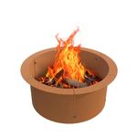 GJWCVL Fire Pit Ring Outdoor Wood Burning Fire Pit Liner 27.5 Inch Camping Fire Ring Corten Steel Firepit Ring Heavy Duty Campfire Ring Above or In-Ground for Bonfire Outdoor Backyard