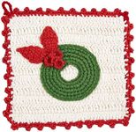 Mud Pie Icon Crochet Pot Holder, Wreath, 8" x 8"