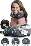 FLOWZOOM Comfy Travel Pillow for Airplane/Flight | Neck Pillow for Travel | Memory Foam Neck Cushion for Adults| Grey