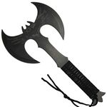 MedievalDepot Legendary Dark Wing Bat Throwing Axe - 440 Stainless Steel - Double-Edged - Black Nylon Handle