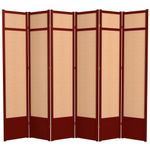 Oriental Furniture 7-Feet Jute Fiber Japanese Privacy Screen Room Divider, 6 Panel Rosewood