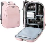 Camera Backpack, BAGSMART DSLR SLR Camera Bag Fit up to 13.3 inch Laptop, Water Resistant with Splash Cover, Tripod Holder for Women, Pink