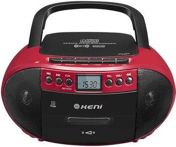 G Keni Portable CD and Cassette Player Boombox Combo, Casette Tape Recorder with Remote, AM FM Radio, USB Playback with Earphone Jack, 5.1V Bluetooth Speaker, Battery Operated/AC Powered for Home(Red)
