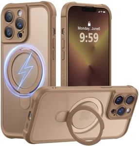 MOCCA Design for iPhone 13 Pro Case with Magnetic Invisible Stand [Full Camera Protection] [Compatible with Magsafe] Military Drop Shockproof Translucent Matte Phone Case Cover 6.1",Brown