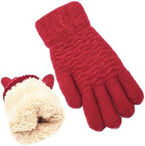 Women's Touch Gloves Winter - Thermal Knit Gloves for Cold Weather (Dark Red)