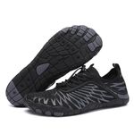 Barefoot Shoes Mens Womens Wide Toe Water Shoes Trail Running Trainers Lightweight Comfortable Workout Shoes for Hiking Fitness Walking Unisex,Black Grey 10UK