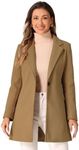Allegra K Women's Classic Notched Lapel Long Sleeve Buttoned Long Coat Camel Medium