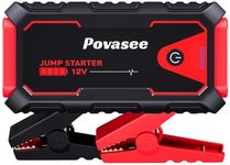 Povasee 5000A Jump Starter Power Pack, Car Battery Booster Jump Starter for 12V Vehicle (Up to 10L Gas/8L Diesel), Car Starter Power Bank with LED, 2 USB Outputs, Jump Pack with Jump Leads
