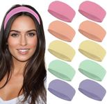 Styla Hair Headbands for Women Stretch Fashion Jersey Headbands 10 Pack Non-Slip Head Wraps Great for Spa, Sports, Yoga, Pilates, Running, Gym Headband, Workouts - Pastel Light