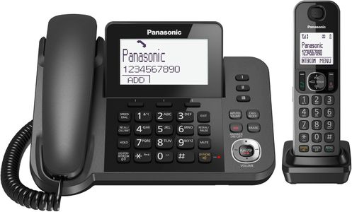 Panasonic Corded & Cordless Home Phone Kit – Answerphone, Call Blocker, Black