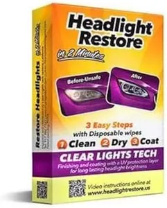 Headlight Restorer Kit, Easy 3-Step Process Car Headlight Restoration Kit - Headlight Cleaner and protective Wipes