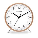 Titan Wooden Shelf Clock with Silent Sweep, Analog, 18.2 Centimeters