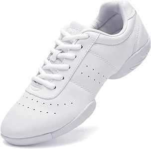 JITUUE Women Cheerleading Dance Shoes Fashion Trainers Sneakers Lace Up Gym Athletic Sport Training Shoes for Girls, White(girl), 1 Little Kid