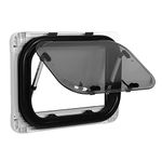 RV Exit Window 500mm 350mm, RV Push Out Window with Screen Sunshade Acrylic Glass 75° Opening Angle for Trailer Campers