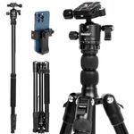 Tripod for Camera • 68" Camera Tripod & Monopod with 360° Ball Head • Lightweight Aluminum Travel Tripod with Bag • Extra 1/4" QR Plate and Phone Holder • Compatible with Canon Nikon Sony and iPhone