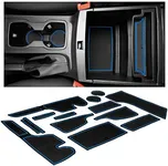 CupHolderHero fits Ford Ranger Accessories 2019-2023 Premium Custom Interior Non-Slip Anti Dust Cup Holder Inserts, Center Console Liner Mats, Door Pocket 13pc Set (SuperCab – 4 Passenger) (Blue Trim)