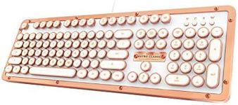 AZiO MK-RETRO-L-02-US Retro Classic Posh USB Luxury Vintage Back lit Mechanical Keyboard, White/Copper