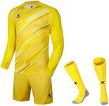 KELME Soccer Goalkeeper Jersey Pro Set Uniform - Padded Goalkeeper Shirt Shorts Socks - Men's Goalie Jersey Adults Kids (Yellow, Kids 10)