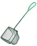 Pawfly 4 Inch Aquarium Fish Net with Braided Metal Handle Small Square Net with Soft Fine Mesh Sludge Food Residue Wastes Skimming Cleaning Net for Fish Tanks Small Koi Ponds and Pools