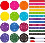 SpriteGru 175 Pcs Magnetic Rainbow Fraction Tiles Circles and Strips,2 Markers，Math Learning Educational Tool for Preschool Elementary School …