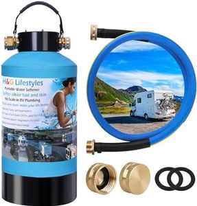 H&G lifestyles ‎Portable Water Softener for RV 16,000 Grains with Water Hose, 3/4" Brass Fittings 2600 Gallons Softens Hard Water Filtration System for Car Washing Pressure Washing