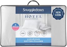 Snuggledown Clusterdown Pillows 4 Pack - Medium Support Back Sleeper Pillows for Neck and Shoulder Pain - 100% Cotton, Supportive, Hypoallergenic, UK Standard Size (48cm x 74cm)