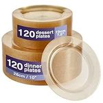 MATANA 240 Premium Clear Plastic Plates with Gold Glitter - 120 26cm Dinner Plates, 120 19cm Dessert Plates - Elegant & Reusable Party Plates for Weddings, Birthdays, BBQ, Christmas, Parties