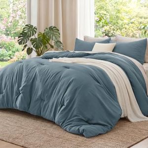 Bedsure Super King Plus Comforter Set, Slate Blue Soft Prewashed Bedding for All Seasons, 3 Pieces GentleSoft Bed Set, 1 Lightweight Comforter (128"x120") and 2 Pillowcases (20"x36")