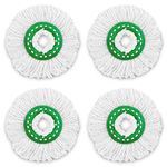 Libman Tornado Spin Mop Refills-Case of 4-Microfiber Head, Easy to Replace, Machine Washable, Green & White, (Pack of 4)