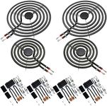 MP22YA Electric Range Burner Element Unit Set（2 pcs MP21YA 8" & 2 pcs MP15YA 6"）with 4pcs 330031 Range Burner Receptacle Kit Fit for Whirl-pool Ken-more Stoves Replace WP660532, WP660533 by AMI PARTS