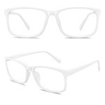 Happy Store CN12 Casual Fashion Basic Square Frame Clear Lens Eye Glasses for Women Men,Matte White