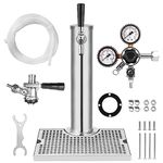 TMCRAFT Kegerator Tower Kit, Single Tap Beer Conversion Kit, Stainless Steel Beer Tower with Dual Gauge CGA-320 Regulator & D-System Keg Coupler for Bars, Pubs, and Restaurants