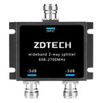 ZDTECH WideBand 2-Way Splitter with N-Female Connectors 50 Ohm Signal Splitter for 4G/LTE(698-2700MHz)