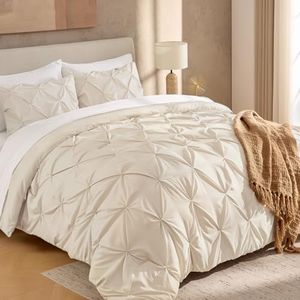 Andency Beige Comforter Set Twin XL(68x92Inch), 2 Pieces Comforter for Girls Kids, Soft Microfiber Pinch Pleat Comforter Set, All Season Lightweight Bedding Set