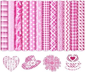 Tintnut Pink Plaid Heat Transfer Vinyl - 12 Sheets 12 X 10inches Houndstooth Patterned HTV Pink Stripes and Dots Iron On Vinyl for T-Shirts DIY Compatible with Cricut/Silhoutte Cameo