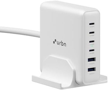 URBN 200W GaN Power Hub | 6-Port Desktop Charger (4 USB-C + 2 USB-A) | QC, PD & PPS Compatible | Super Fast Charging 2.0 | 12-Layer Protection | 1.5M Power Cord for Laptop, iPhone, Samsung, MacBook