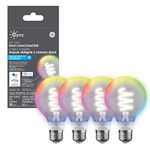 GE Cync Full Colour Direct Connect Smart Bulb (LED G25 Bulb), 60W Replacement, Bluetooth/WiFi Enabled, Works with Alexa, Google Assistant Without Hub Pack of 4