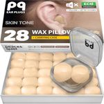 PQ Wax Ear Plugs for Sleeping - 28 Silicone Wax Earplugs for Sleeping and Swimming, Gel Ear Plugs for Noise Cancelling, Sleeping Earplugs, Sound Blocking Level of 32 Db - 28 Pillows (Beige)