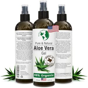 Earth's Daughter Organic Aloe Vera Gel from 100% Pure and Natural Cold Pressed Aloe – Moisturizes - Great for Face - Hair- Sunburn - Aftershave - Bug Bites - 12 oz.