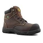 Tiger Men's Safety Boots Titanium Steel Toe CSA Approved Lightweight 6" Leather Work Boots 3055 (9 3E US, Brown)