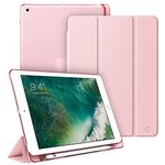 FINTIE Case Compatible with iPad 6th Generation (2018) / iPad 5th Generation (2017) 9.7 inch, Slim Cover with Frosted Back w/Pencil Holder, Support Auto Wake/Sleep, Rose Gold