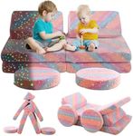 Truwelby 8PCS Modular Kids Play Couch, Toddler Couch Glow in The Dark Sofa for Playroom Bedroom, Play Couch for Girls Boys, Kids Convertible Sofa Sectional Foam Playset Couch Set