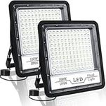 2 Pack Flood Light Outdoor, 100W 10000lm LED Flood Light, IP66 Waterproof Exterior Flood Lights, 6500K Daylight White, Plug in Outdoor Lights Led for Patio, Garage, Porch, Lawn, Yard, Garden