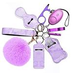 Newest Safe Sound Personal Alarm 10 Pcs Set, Personal Security Alarm for Women and Kids, Safety Keychain Accessories, with Safe Sound Personal Alarm (Purple)