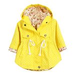 Evelin LEE Kids Girl Toddler Girls Spring Fall Trench Coat Wind Hooded Jacket Yellow 1-2Years